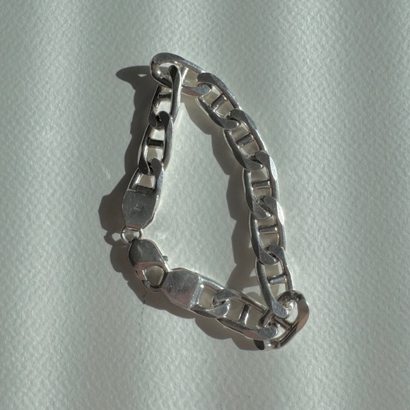 Vintage Heavy Sterling Silver Mariner Link Bracelet 925 Italy - Picture 5 of 5
